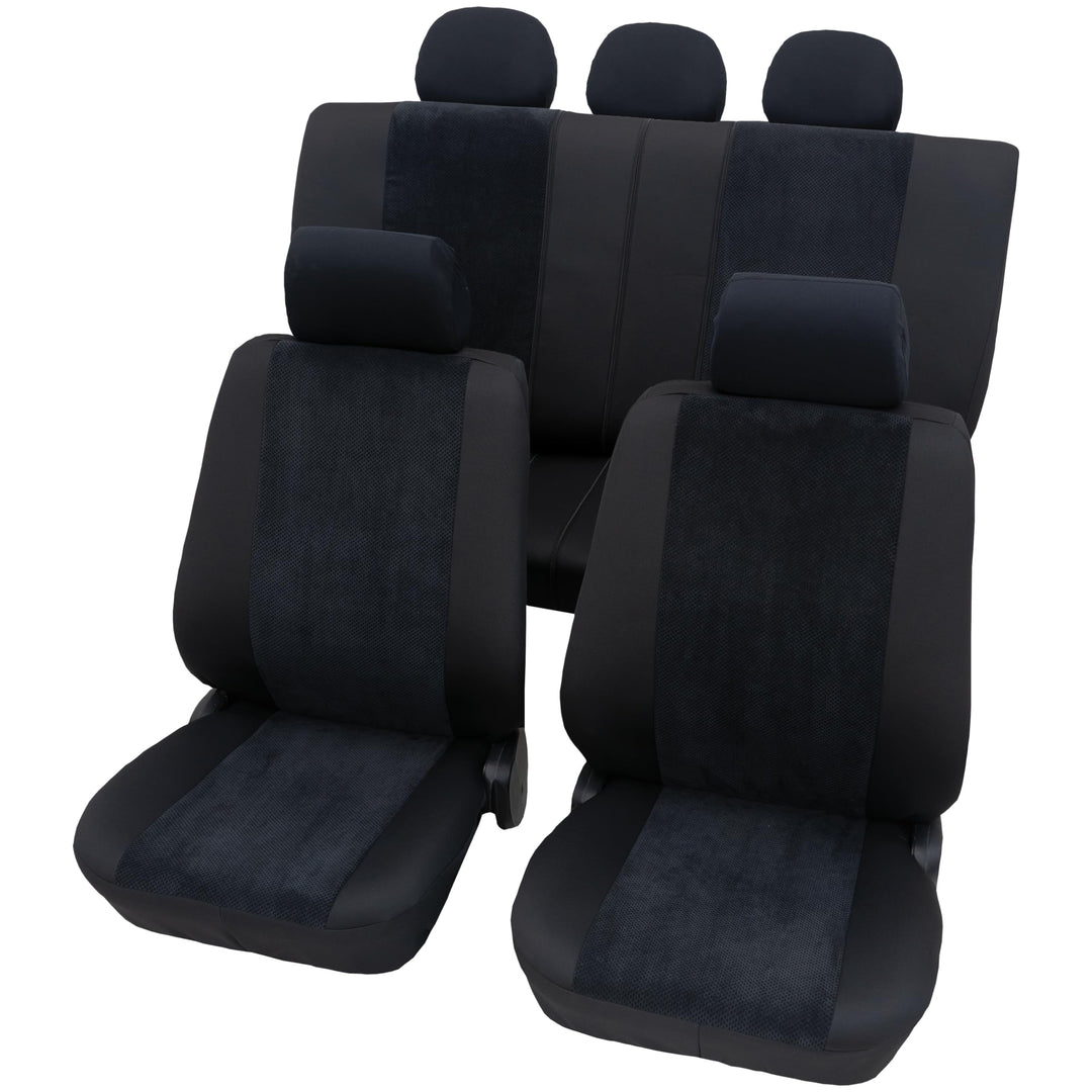 PETEX Auto Sitzbezüge Universal Komplett Set 11-teilig - Madagaskar schwarz, Eco Class mit SAB 1 Var