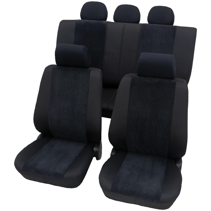 PETEX Auto Sitzbezüge Universal Komplett Set 11-teilig - Madagaskar schwarz, Eco Class mit SAB 1 Var