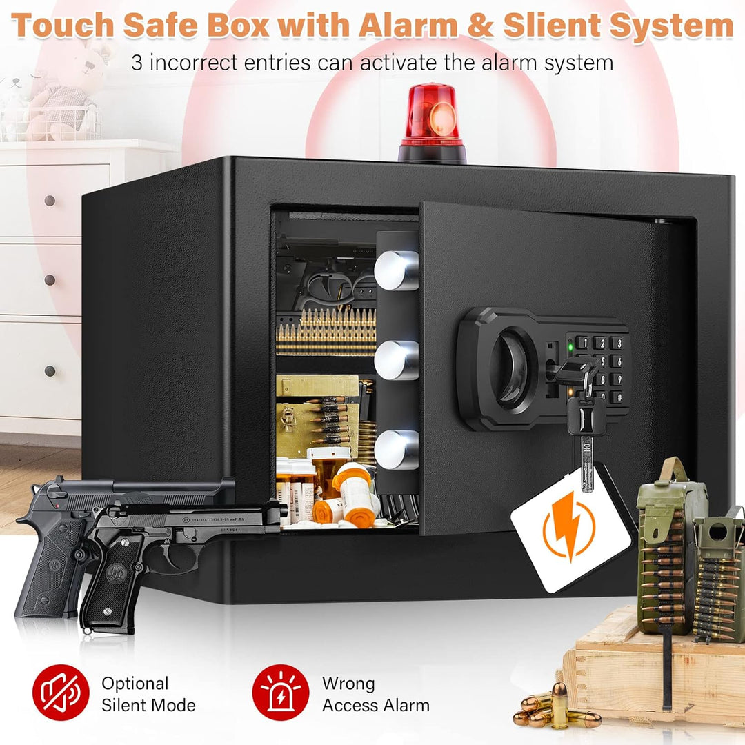 25L Safe Tresor Feuerfest mit Wasserdichter Geldtasche, Digitaler Heimtresor mit Herausnehmbares Reg