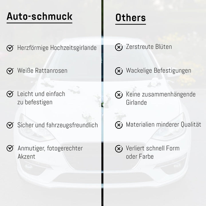 LIEBESHERZEN Braut Paar Rose Deko Dekoration Autoschmuck Hochzeit Car Auto Wedding Deko Girlande PKW