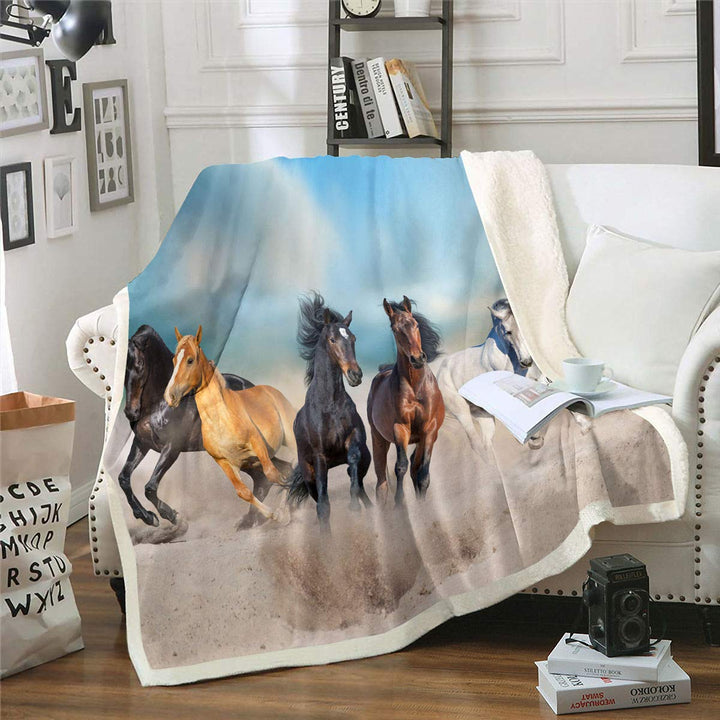 Homewish Schwarzes Pferd Flanell Decke 130×150,Kinder Jungen Galoppieren Denk-Wurf-Decke,3D Bauernho
