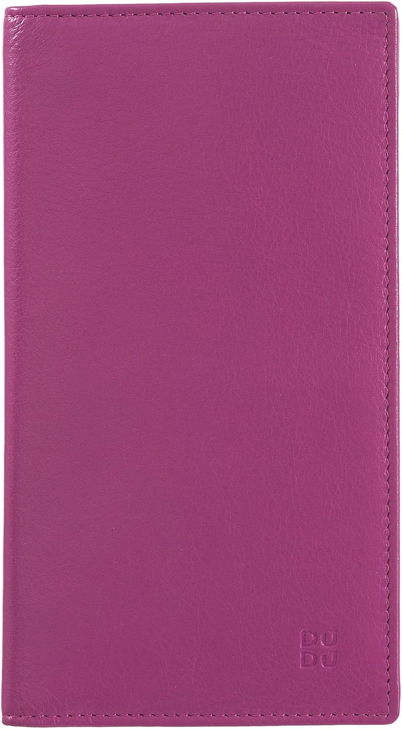 DUDU Brieftasche RFID-Schutz aus Leder bunt Gross mit 16 Karten-Fächern Fuchsia, Fuchsia