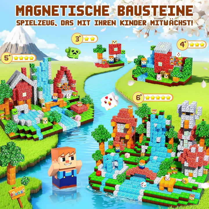 Pourbibi Magnetische Bausteine, Magnetbausteine Magnetspielzeug,Magnetische Bauwelt Spielzeug Magnet