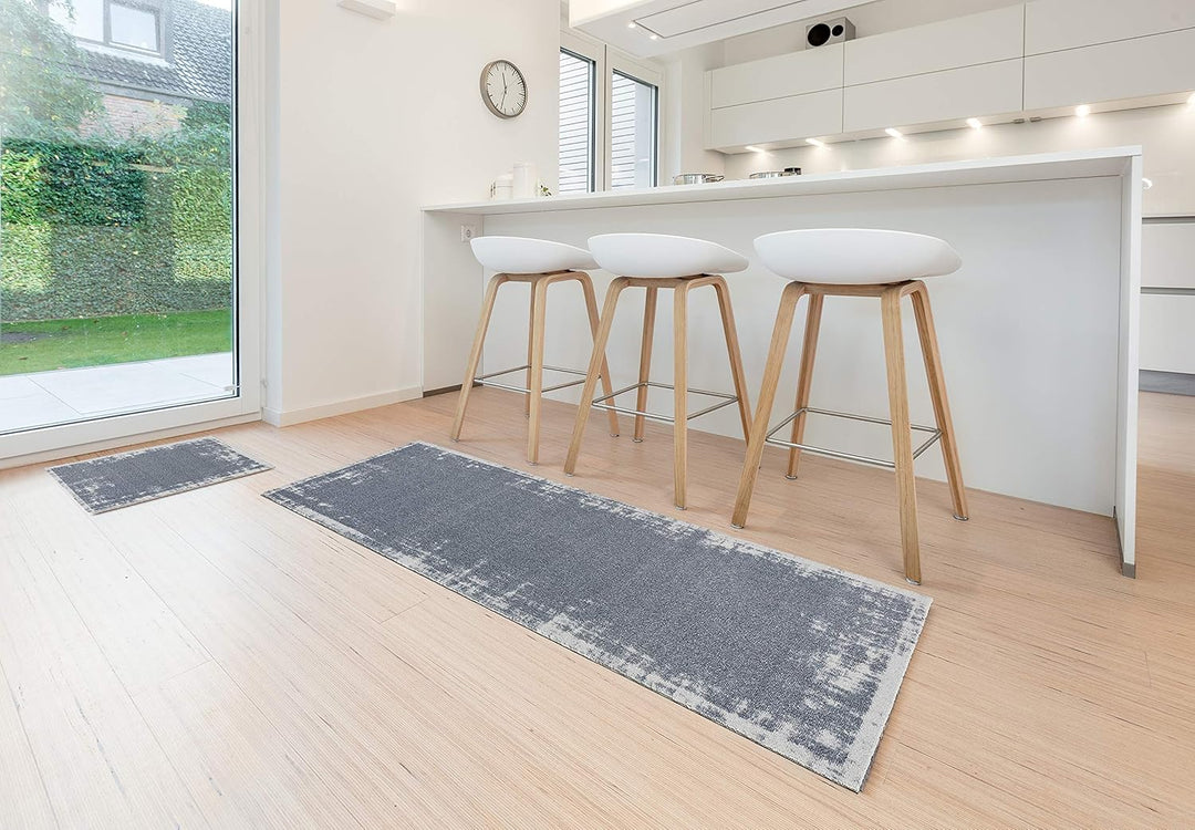 Astra rutschfeste Sauberlaufmatte innen - Uni Bordüre Grau 50 x 70 cm - Wohnraum Fussmatte Design -