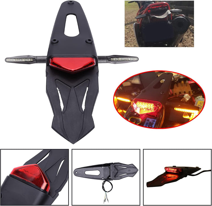 JMTBNO Motorrad Dirt Bike Fender LED Rücklicht Blinker 12V Heckleuchten Hinten Bremslicht Kennzeichn