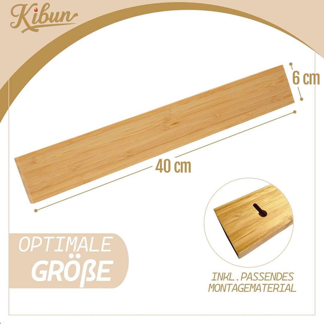 Kibun® Magnetleiste für Messer 40 cm; Extra Starker Magnet Messerhalter, edles Bambus/Walnuss Holz M