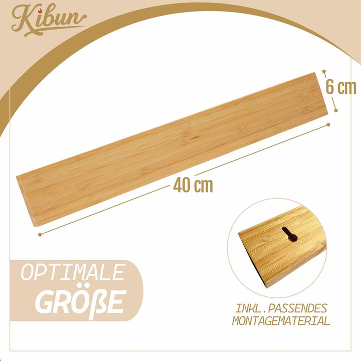 Kibun® Magnetleiste für Messer 40 cm; Extra Starker Magnet Messerhalter, edles Bambus/Walnuss Holz M