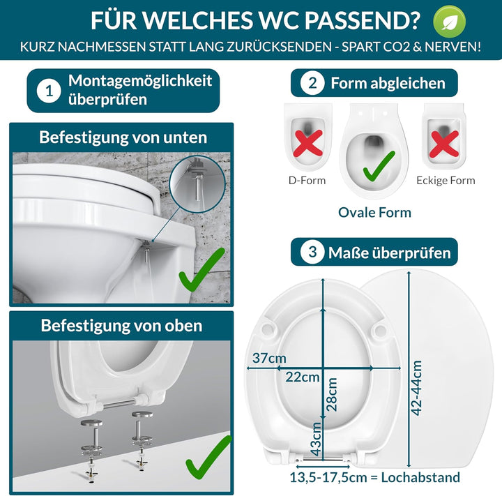 Premium WC Sitzerhöhung 5 cm aus Duroplast - Erhöhter Toilettensitz für bequemes Sitzen inkl. Absenk