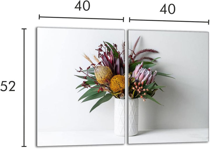 Herdabdeckplatten Set 2x40x52 cm Ceranfeld Abdeckung Glas Spritzschutz Abdeckplatte Glasplatte Herd
