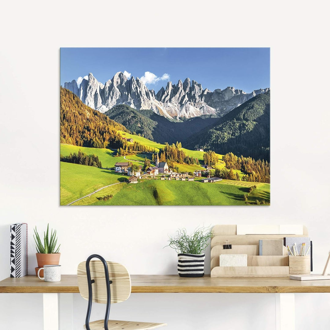 Glasbilder Wandbild Glas Bild einteilig 100x50 cm Querformat Alpen Landschaft Berge Natur Italien Sa