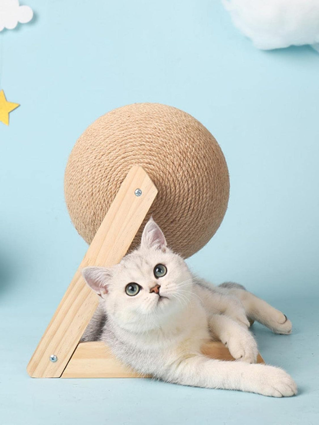 Cat Ball Toys Kitten Cat Sisal Scratcher Ball, Stabile Holzbasis Und Sisalseil Rolling Ball Spielzeu