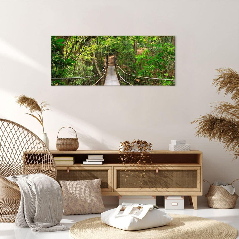 Wandbilder Dekoration Wohnzimmer Fussgängerbrücke Wald Abenteuer Panorama Bilder auf Leinwand 120x50