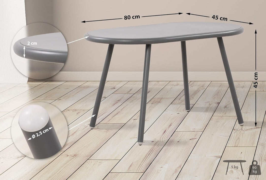CLP Couchtisch Velva I Ovaler Loungetisch für draussen und drinnen I Gartentisch wetterfest und UV-b