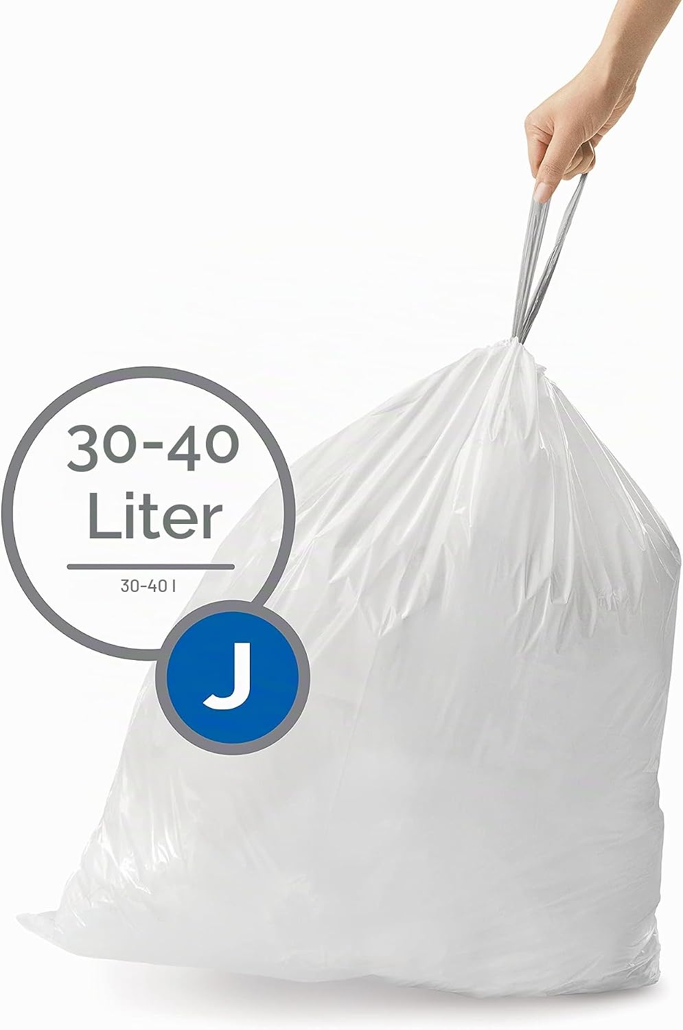 simplehuman CW0259 Code J passgenaue Müllbeutel, 30-45 Liter, 3 x Packung mit 20 (60 Stück), weisser