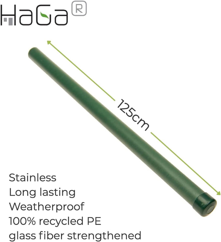 HaGa® Kunststoffpfahl 10 Stück inkl. Abdeckkappe - Zaunpfahl 3,8cm Stärke x 125cm Höhe - Pfahl glasf