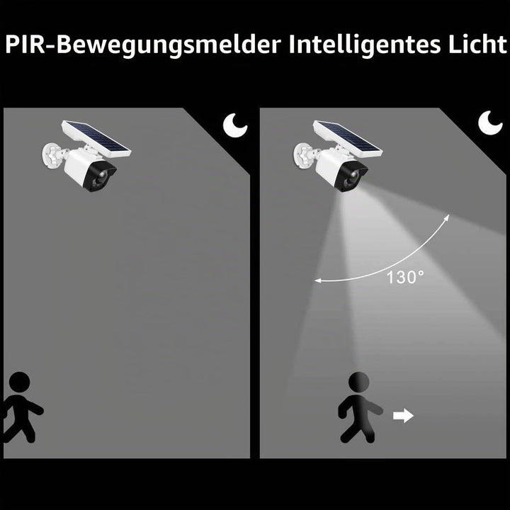Aottom Dummy Kamera mit Solarlampe Aussen mit Bewegungsmelder, Solarbetriebene Kamera Attrappe Überw