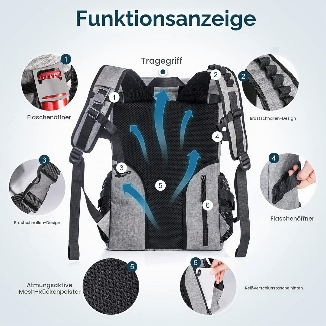 DEWUR Kühlrücksack 35L Thermo Rücksack Kühltasche Wasserdichter Picknickrücksack mit Flaschenöffner