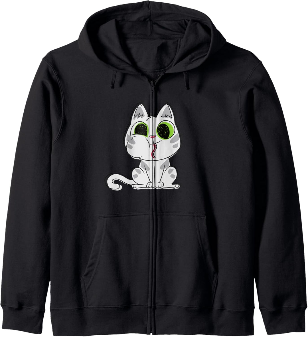 Süsse Katze isst Wurm Lustiges Kapuzenjacke
