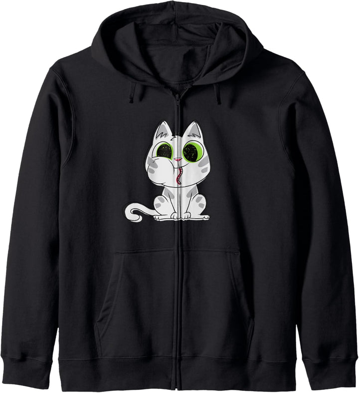 Süsse Katze isst Wurm Lustiges Kapuzenjacke