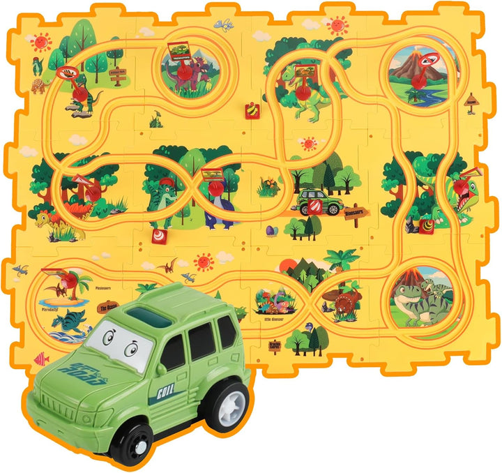 YOOYID Dinosaurier Puzzles Rennbahnen für Kinder im Alter von 3-5 Jahren Kleinkind Kunststoff Puzzle