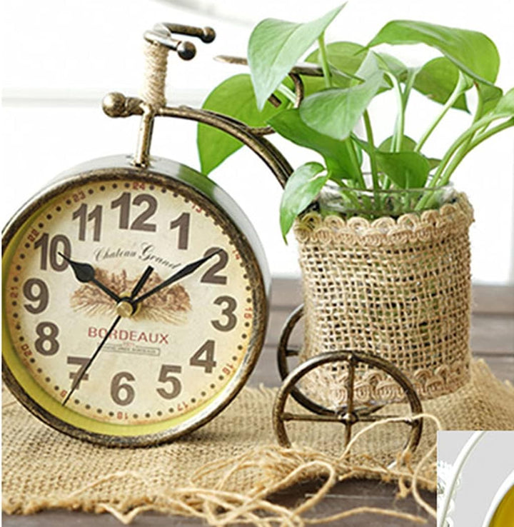 SWHONG Moderner Stifthalter Fahrraddesign Desktop Metallwanduhr Leicht zu lesen