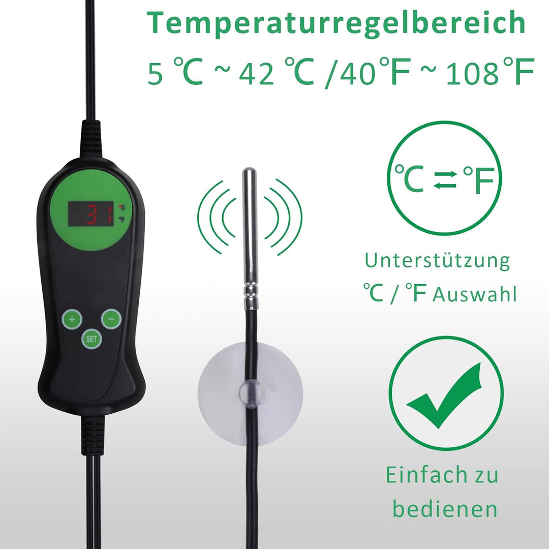 DERNORD 4 Pflanzmatte mit 1 Thermostat 30W Heizmatte 25.5 X 52.7CM Pflanzen Wasserdicht Heating Pad
