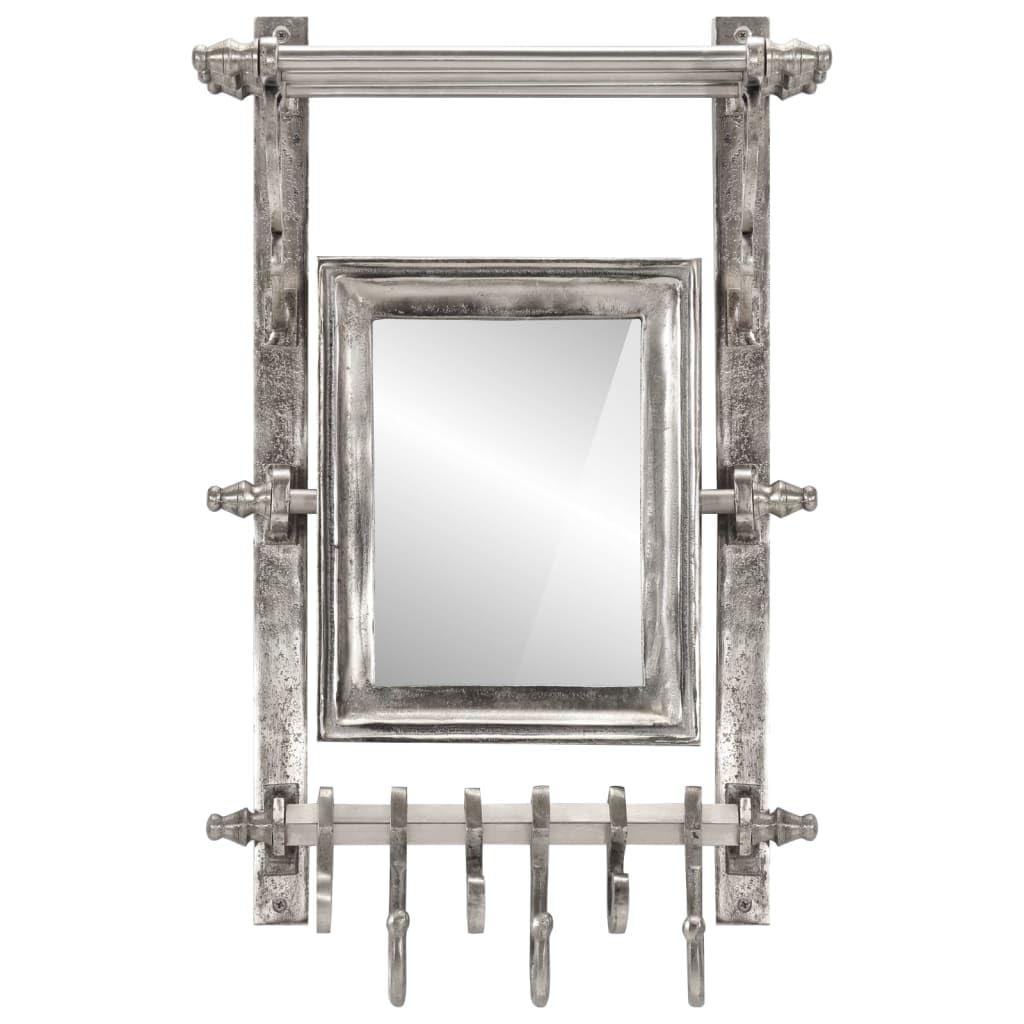 Hothingwell Gepäckträger zur Wandmontage, Aluminium, mit Spiegel, Nickel | Verstellbare Schiebehaken