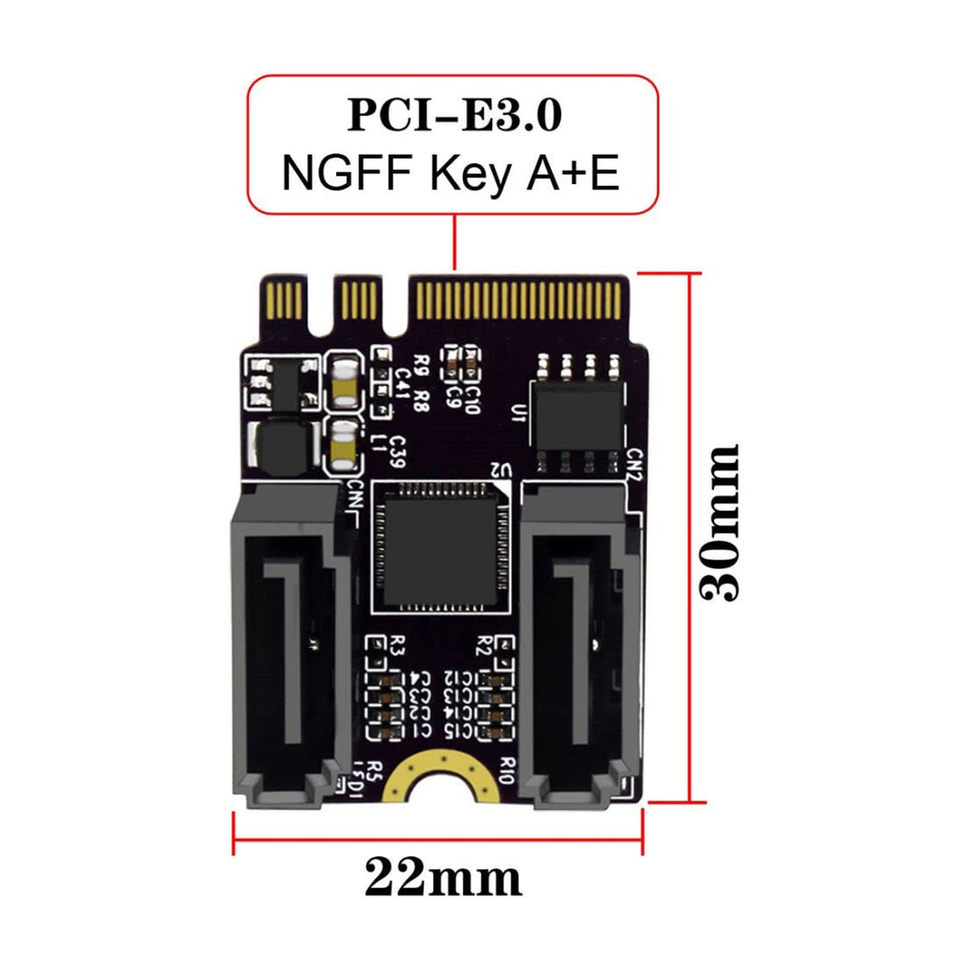 chenyang CY M.2 NGFF Key A+E PCI Express zu SATA 3.0 6Gbps Dual Ports Adapter Converter Festplattene