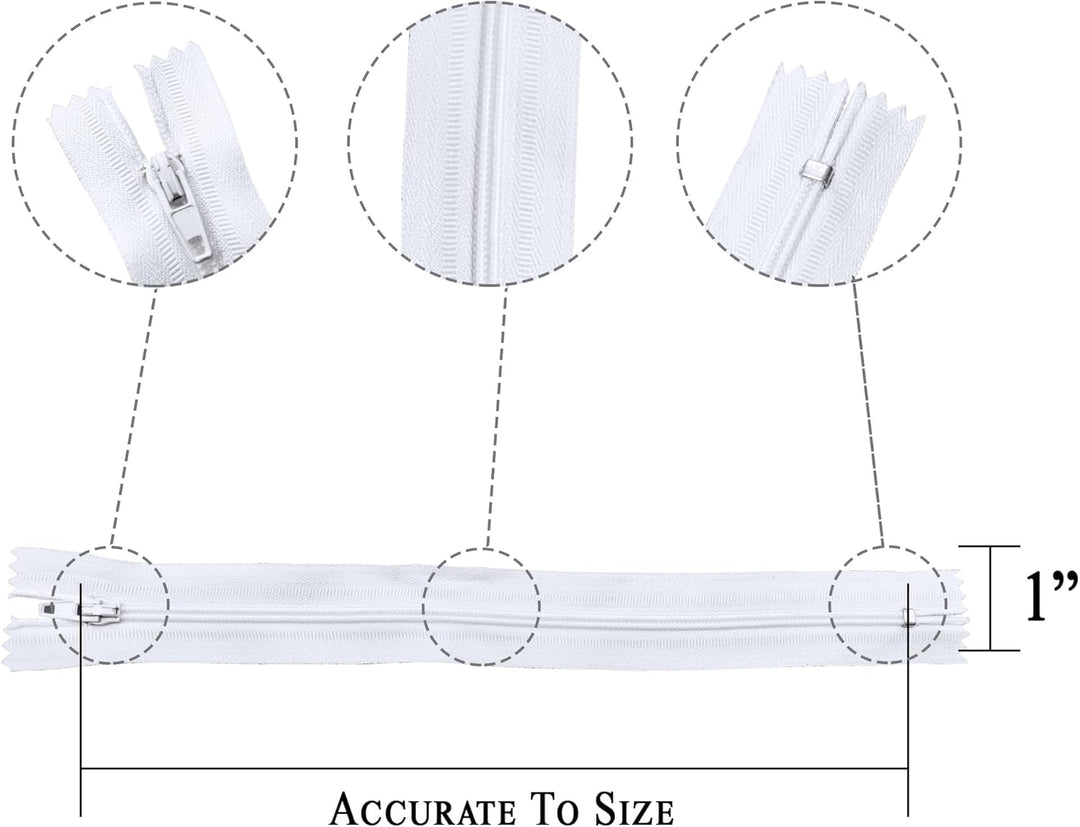 KGS Reissverschlüsse | Farbe: Weiss | Grösse: 23 cm / 9 Zoll | 100 Stück/Packung | Reissverschlüsse