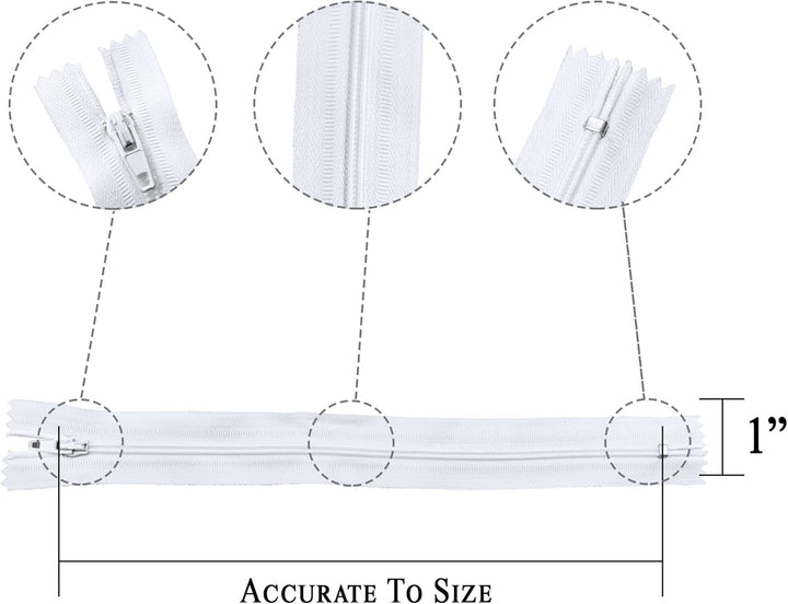 KGS Reissverschlüsse | Farbe: Weiss | Grösse: 23 cm / 9 Zoll | 100 Stück/Packung | Reissverschlüsse