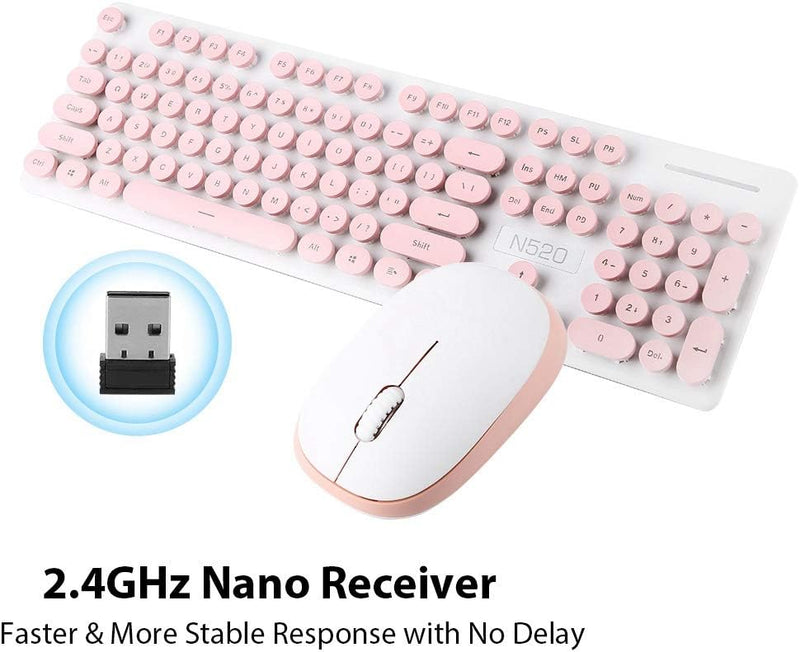 Kabelloses Tastatur- und Mausset, 2,4-GHz-Combo104-Tasten für Gaming-Tastatur und Computer-PC(Rosa),