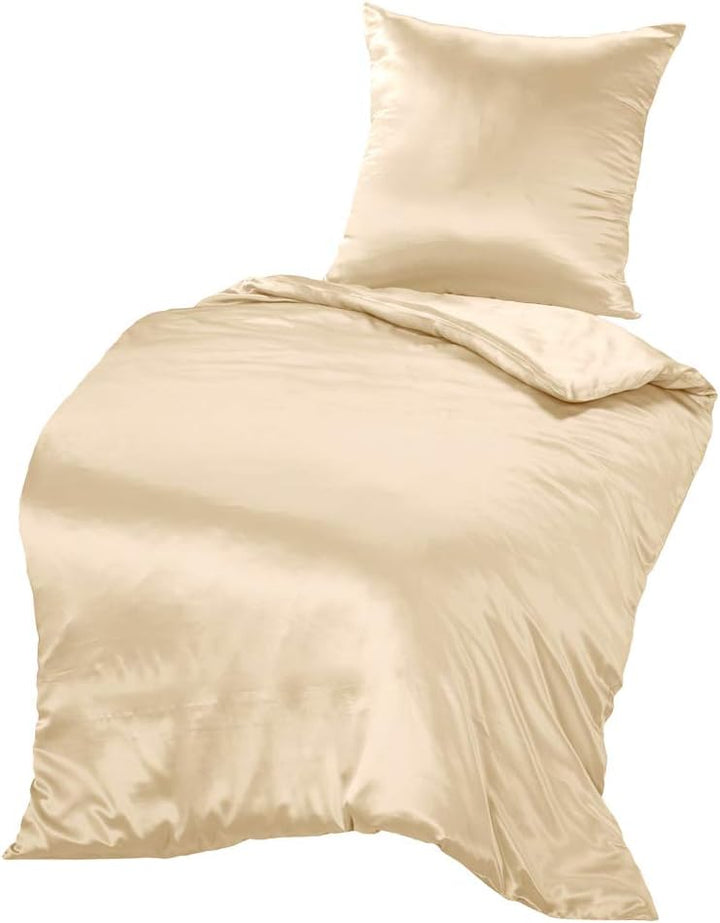 THXSILK Seidenbettwäsche Set 2 teilig, Bettbezug 135 x 200 cm und 80 x 80 cm Kissenbezug, Hypoallerg
