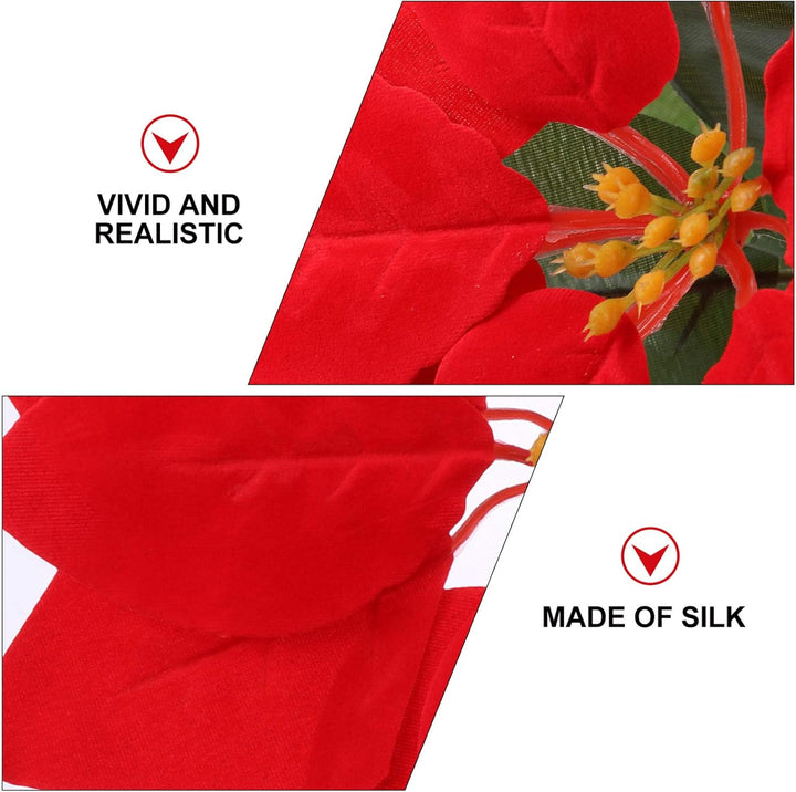 Homoyoyo Künstliche Weihnachtsstern-Töpfe Künstlicher Weihnachtsstern-Blumenstrauss aus Seide Roter