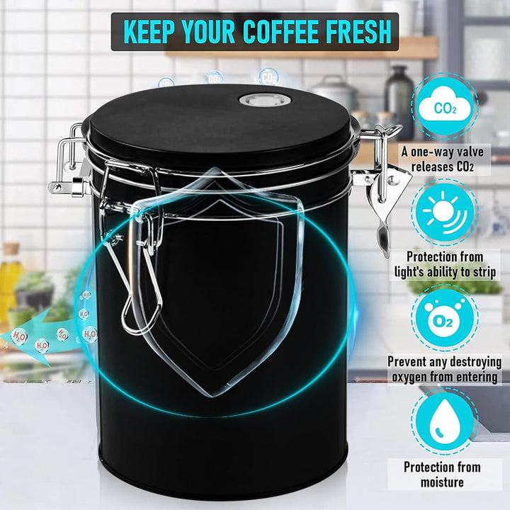 450ml Kaffeedose Edelstahl Luftdicht Mit Ventil, 2 Stuck Kaffeedose Luftdicht Aus Edelstahl, 2 Silbe