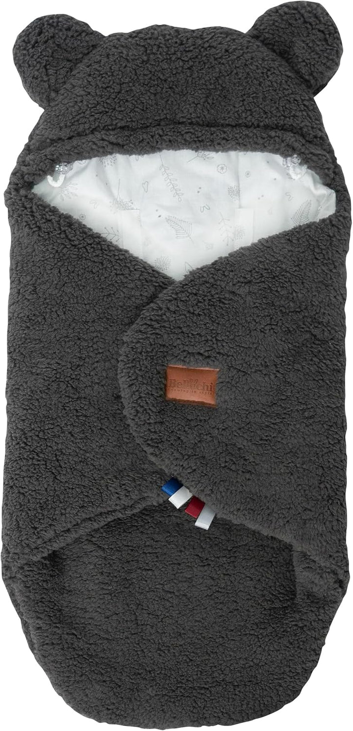 Bellochi Babydecke 90x90 cm aus Baumwolle | Warme Einschlagdecke für Kinderwagen & Babyschale | Grau