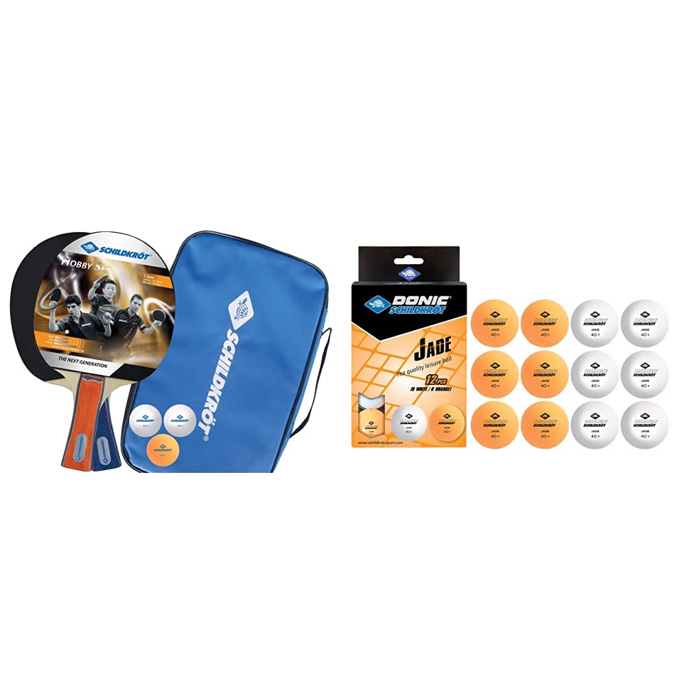 Donic-Schildkröt Tischtennis-Set Hobby, für 2 Spieler (2 Schläger, 3 Bälle, in Tragetasche, gute Fre