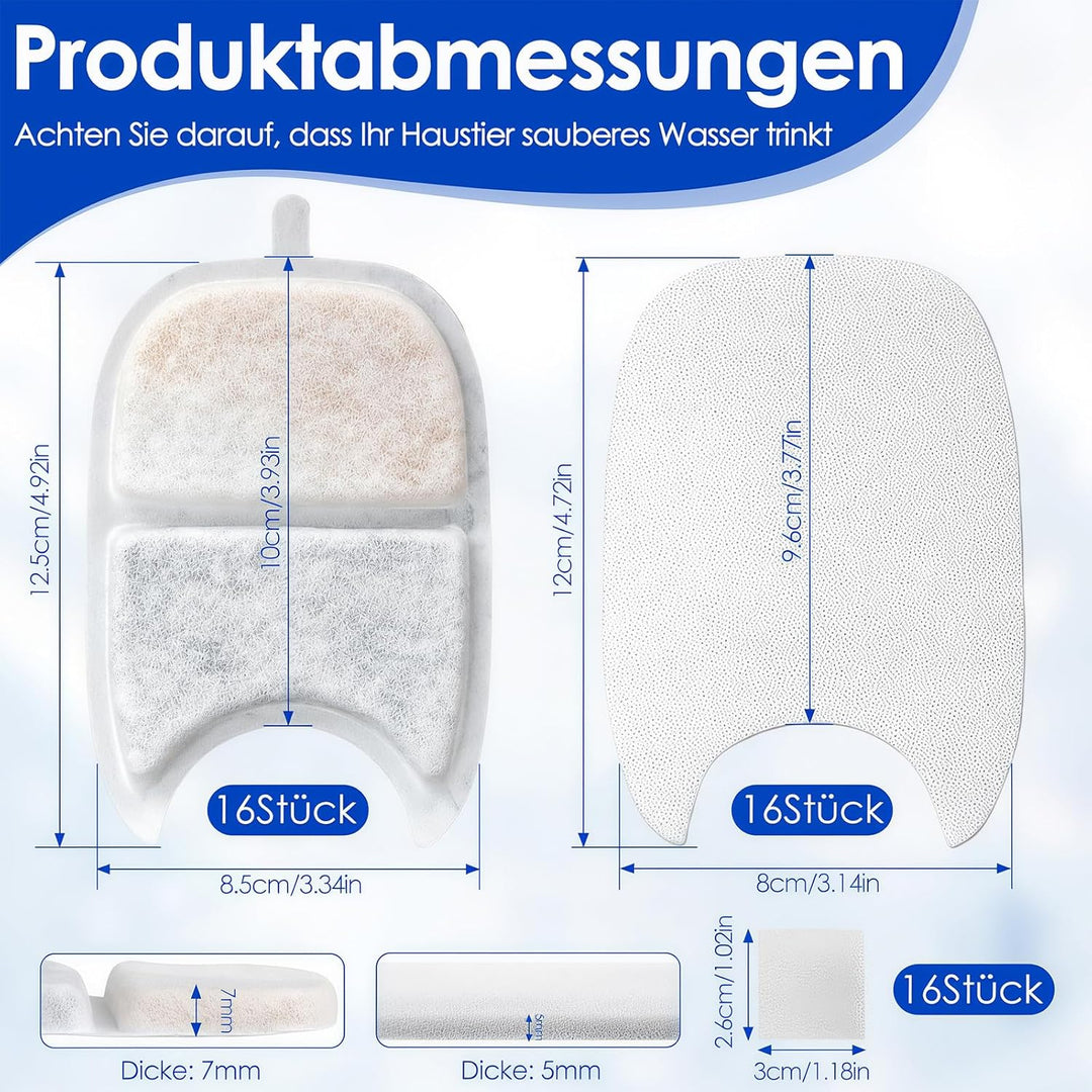 36 Stück Katzenbrunnen Filter, Filter für Katzenbrunnen, Katzen Trinkbrunnen Filter 2L / 3.2L / 4L,1