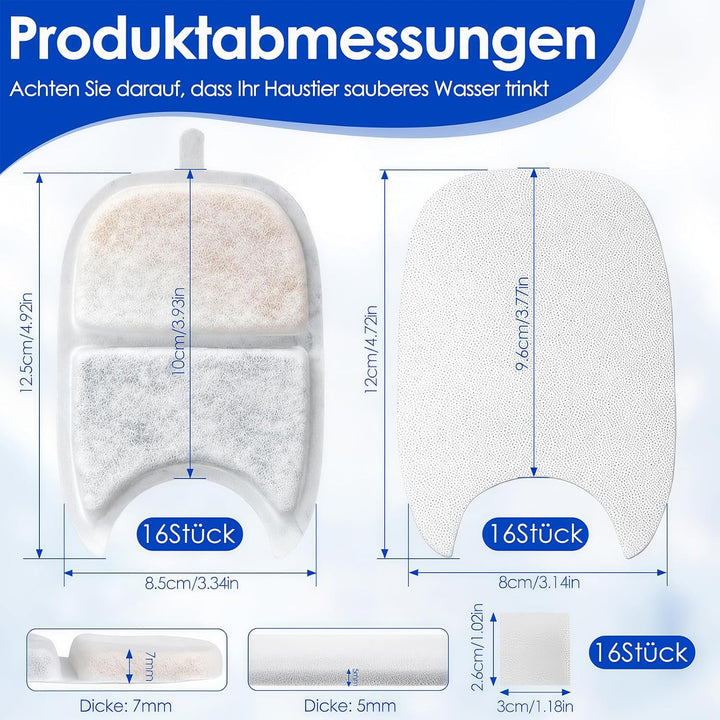 36 Stück Katzenbrunnen Filter, Filter für Katzenbrunnen, Katzen Trinkbrunnen Filter 2L / 3.2L / 4L,1