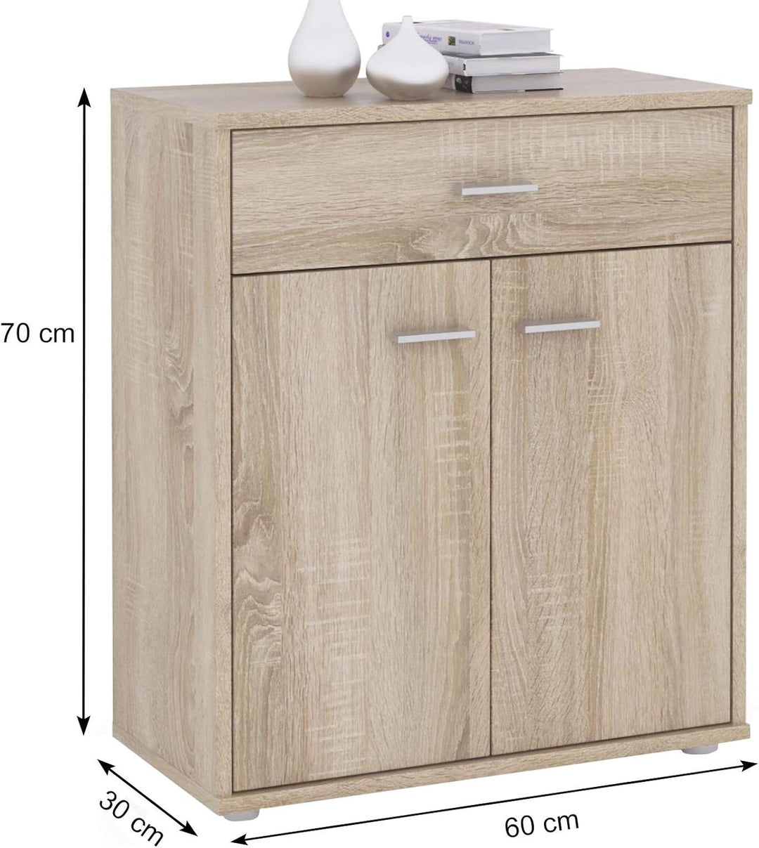 CARO-Möbel Kommode Sideboard Schrank Tommy in Sonoma Eiche, Anrichte mit 1 Schublade und 2 Türen, So