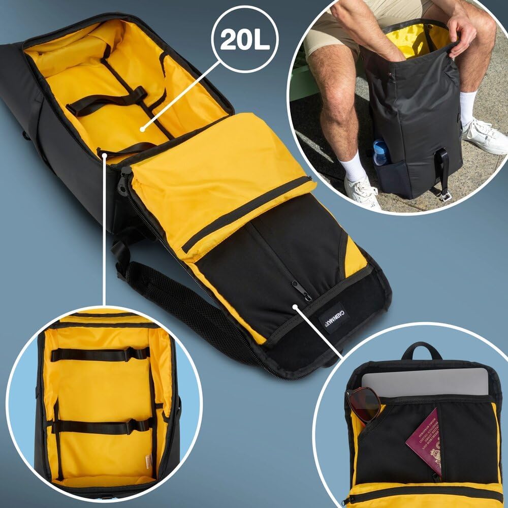 Cabin Max ISEO 40x20x25 Rolltop-Rucksack, Handgepäck, passend für Ryanair-Untersitz-Kabinentaschen (