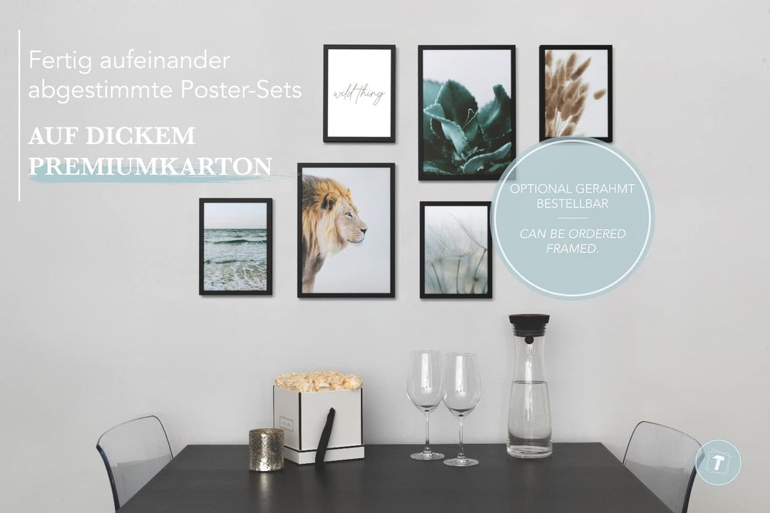 Papierschmiede® XL Mood Poster Set Pampas Wild, Deko Bilder Wohnzimmer, 2x DIN A2 (ca. 59x42) und 4x