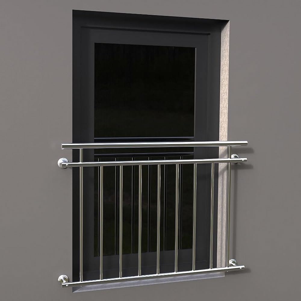 Mucola Edelstahl Balkongeländer Fenstergeländer 90x100cm – Französischer Balkon Absturzsicherung | G