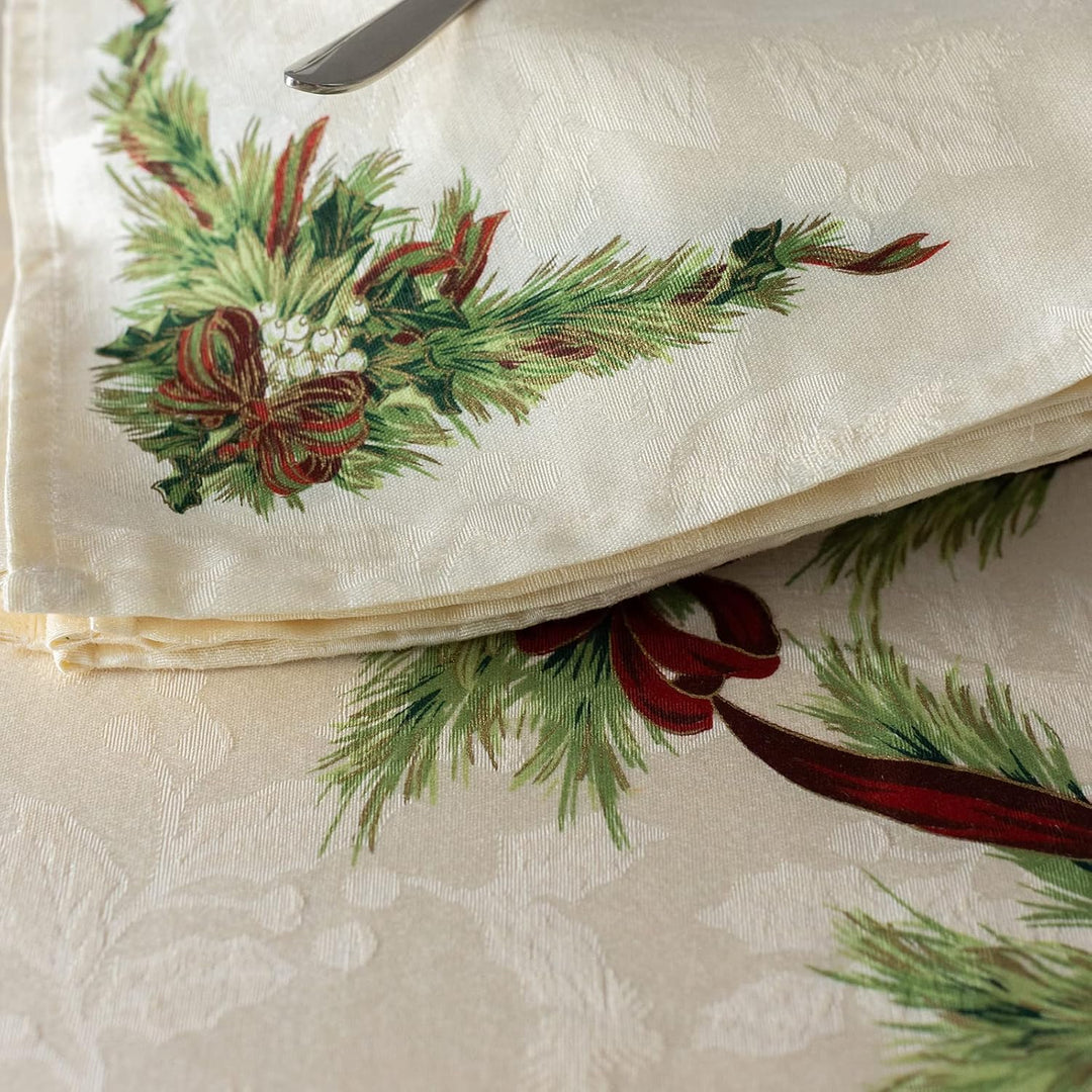 Benson Mills Christmas Ribbons Engineered Bedruckte Stoffservietten für Weihnachten, Winter und Urla