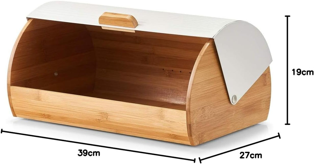 Zeller 25366 Brotkasten, Bamboo/Metall, weiss, ca. 39 x 27 x 19 cm, Brotaufbewahrung, Trendige weiss