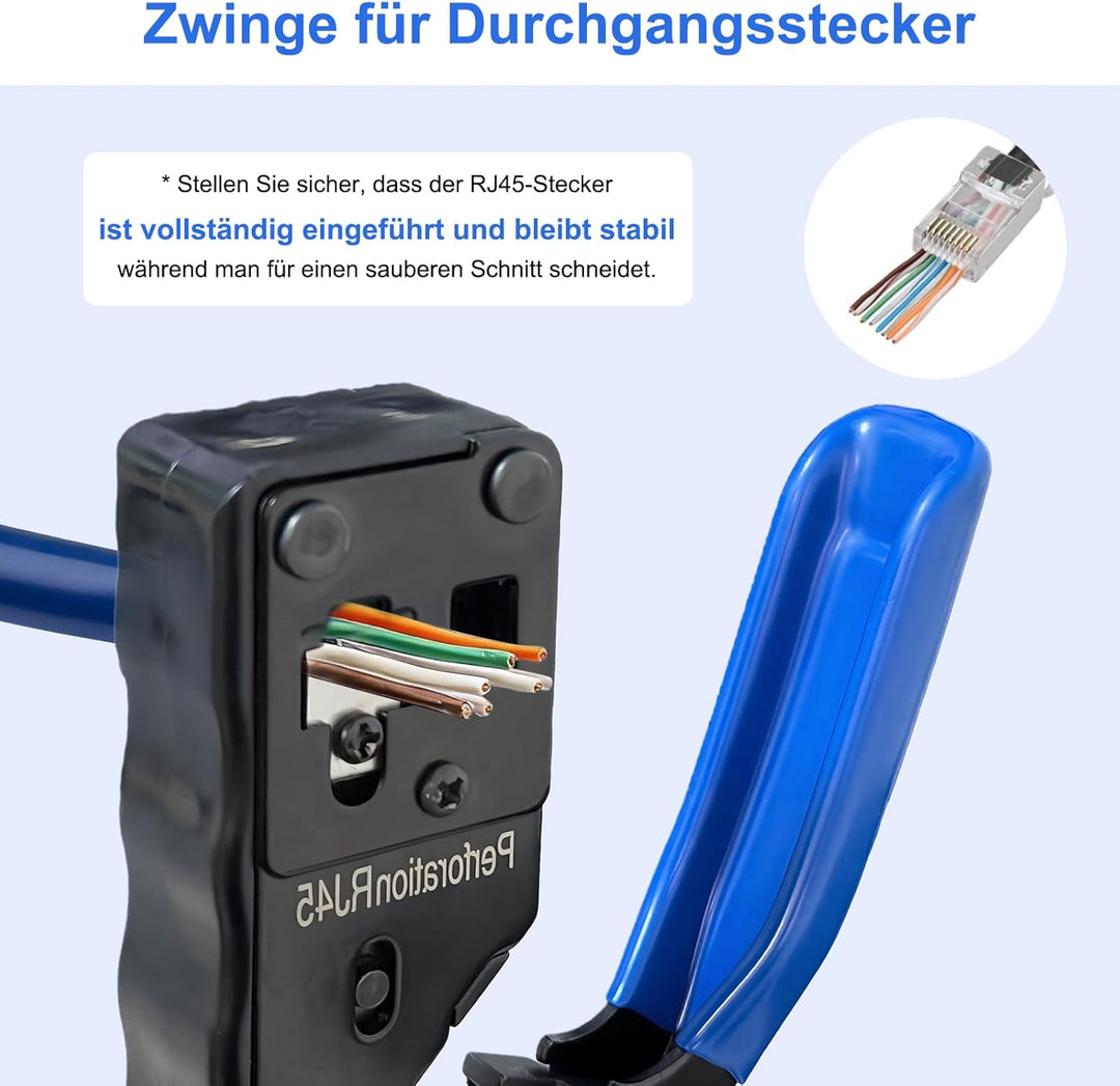 Netzwerk Werkzeug Set, Pass Through RJ45 Crimpzange für Cat5/Cat6/Cat7 mit 20x RJ45 Stecker, Netzwer