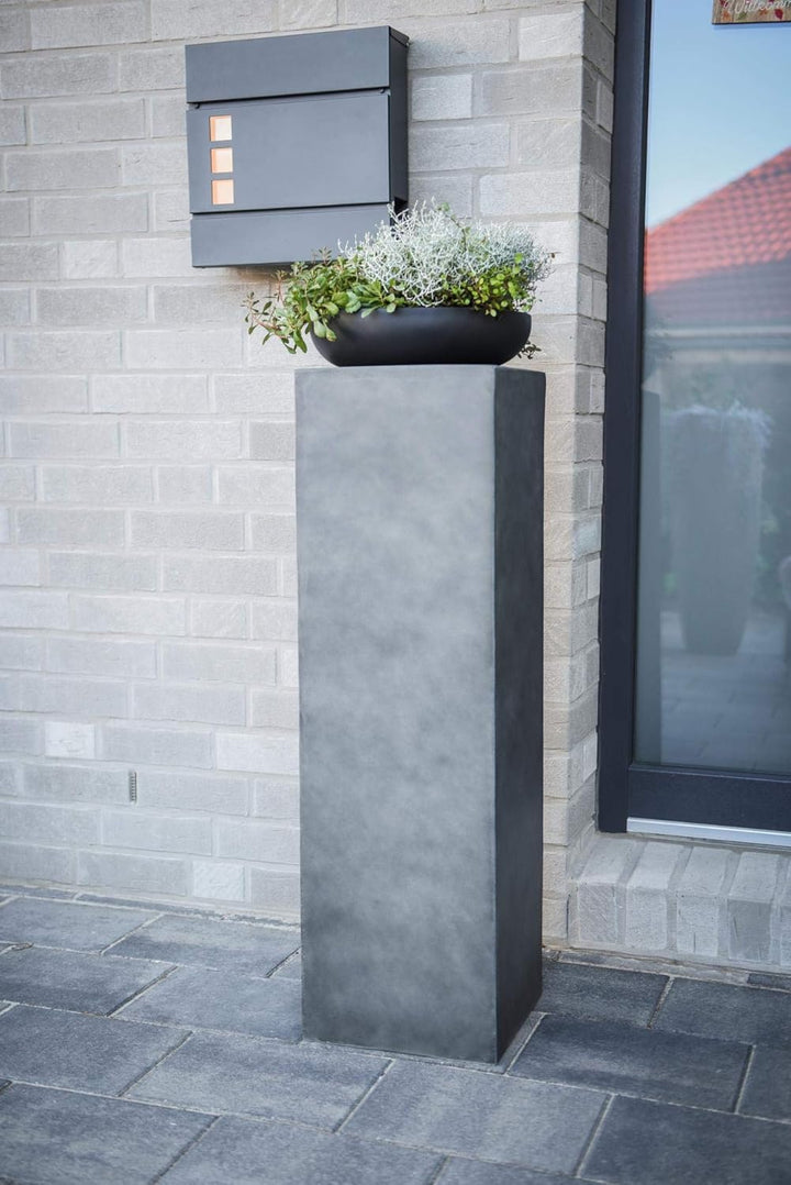 VIVANNO Podest Deko-Säule Stele Blumenständer Fiberglas Beton-Design Anthrazit 30x30x100 30x30x100 c