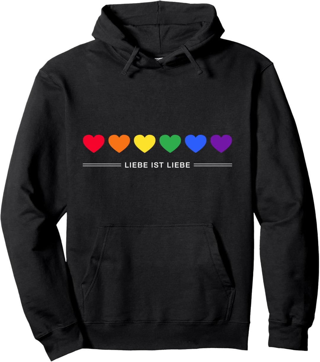 Liebe ist Liebe mit Herzen in Regenbogenfarben Pullover Hoodie
