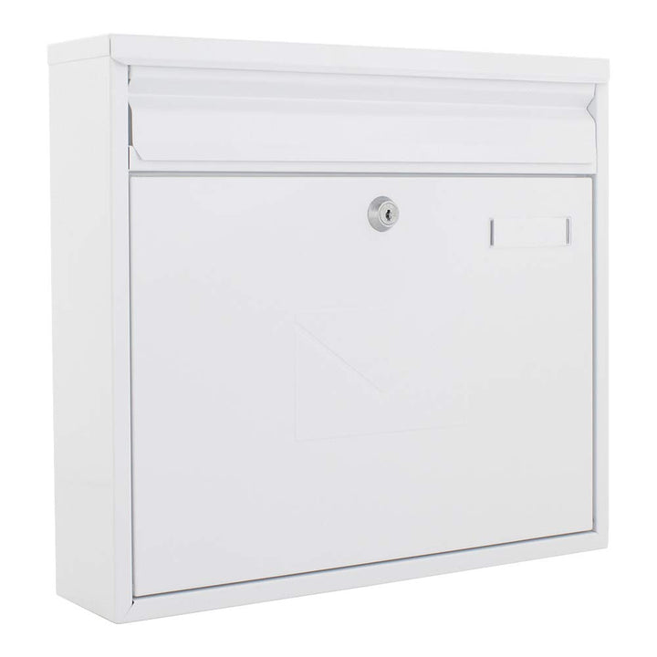 Rottner Briefkasten Teramo aus Stahl in Weiss, Mailbox, Postkasten, Zaunbriefkasten, DUO-Briefkasten