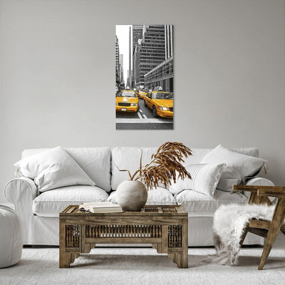 Bilder auf Leinwand 55x100cm Leinwandbild mit Rahmen Taxi Stadt Strasse Transport Gross Wanddeko Bil