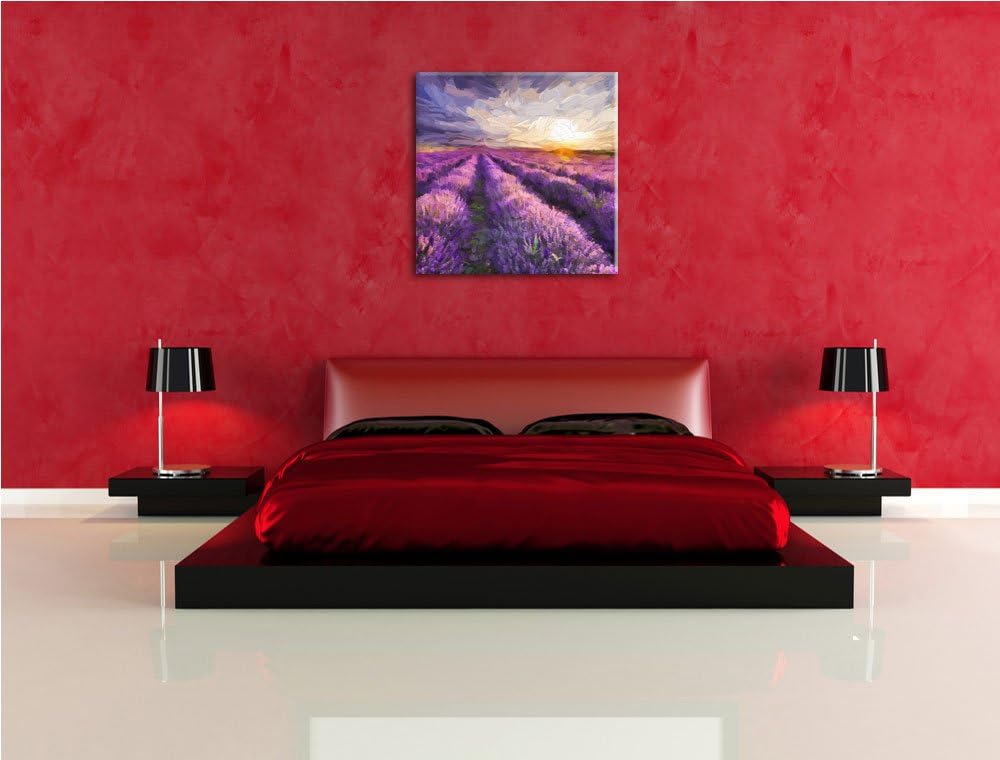 Pixxprint Lavendelfeld in der Provence als Leinwandbild/Grösse: 70x70 cm/Wandbild/Kunstdruck/fertig